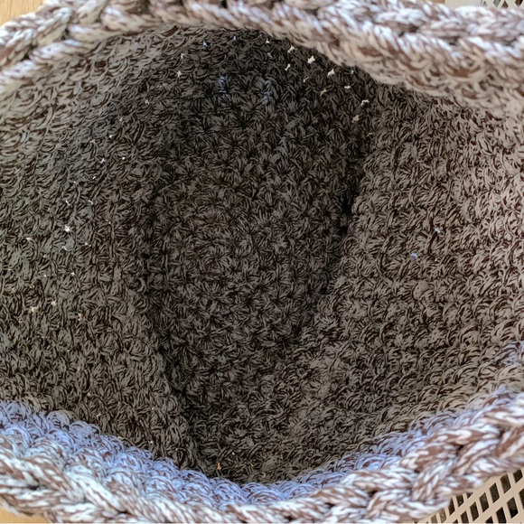 Brown and white knit knitting or what ever you want basket with handles - Picture 4 of 6